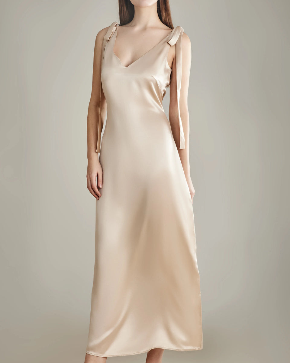 Long silk slip Dress