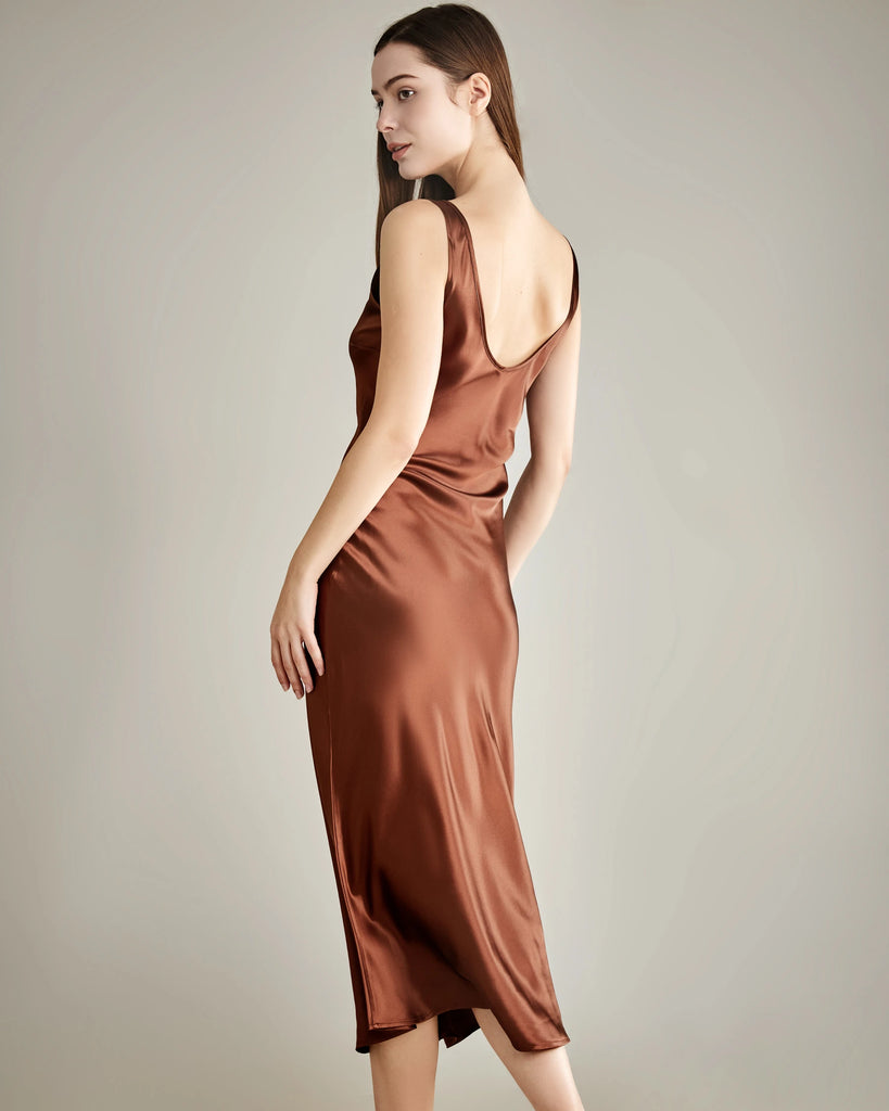Daisysilk Midi Silk Dresses Slip Scoop Neck Wedding Guest Party