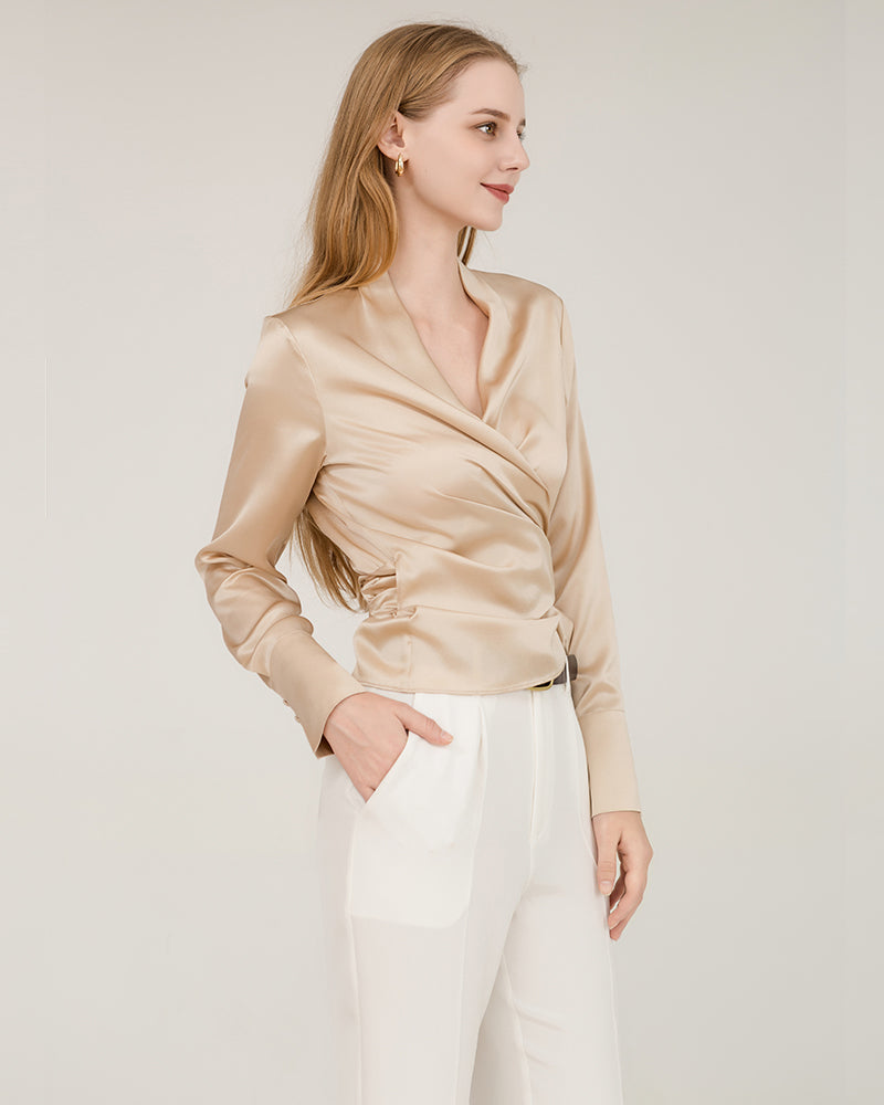 DAISYSILK 100% Silk Wrap Blouse Top for Women