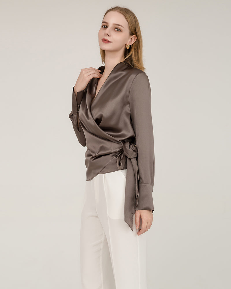 DAISYSILK 100% Silk Wrap Blouse Top for Women