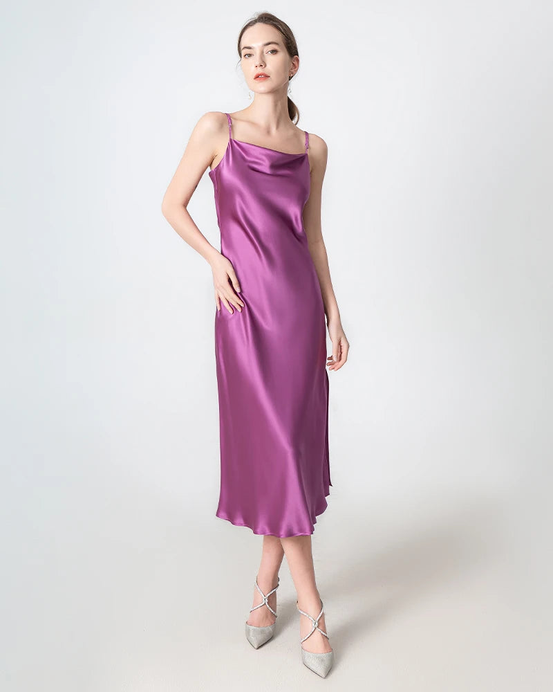 100% Mulberry silk cowl dress/Bridesmaids dress shops Minimalists/Cowl neck silk slip dress/Bias cut silk dress /Silk basics/spaghetti silk dress