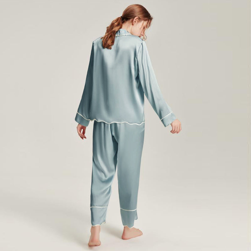 Washable Silk Pajamas Set for Women Haze Blue